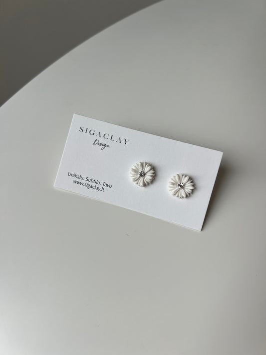 Daisy Midi Earrings with a Small Silver Gem