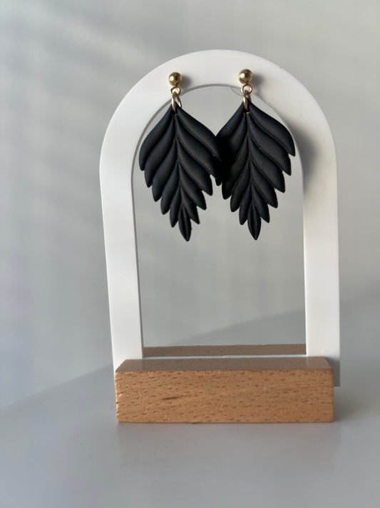 Earrings Black "LEAVES"