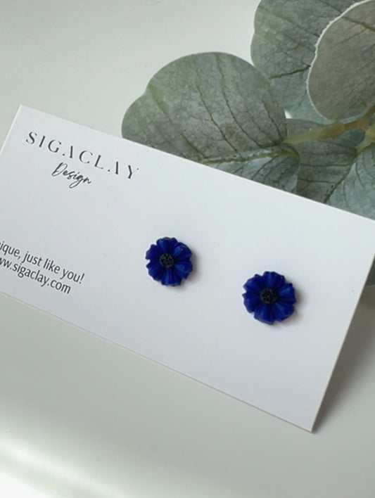 Dark Cornflowers Mini Earrings