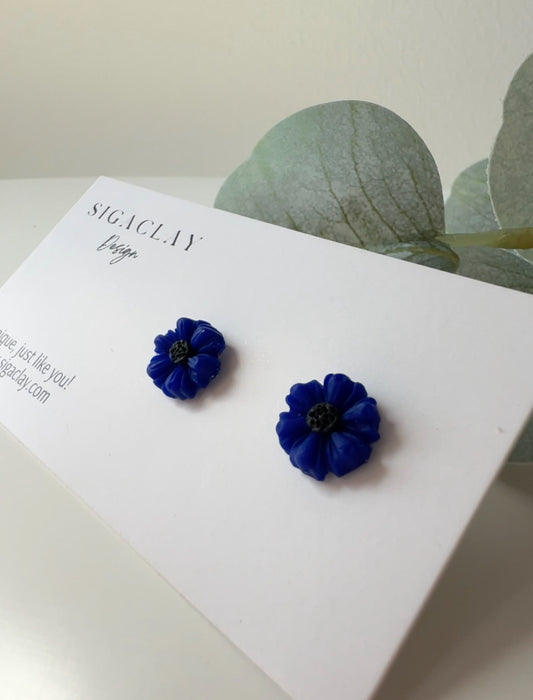 Dark Cornflowers Mini Earrings